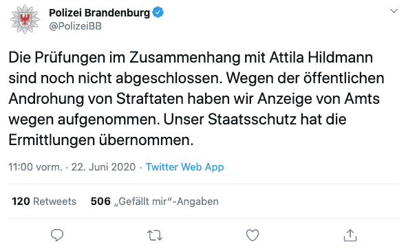 Offentliche Androhung Von Straftaten Ermittlungen Gegen Attila Hildmann Laufen Rolling Pin
