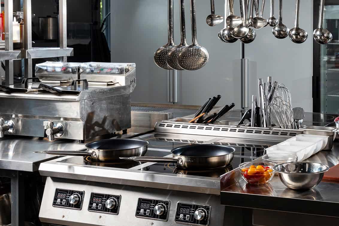 Professional kitchen in restaurant. Modern equipment and devices. Empty kitchen